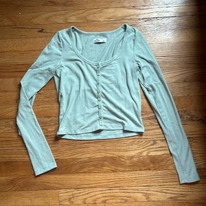 Cropped green Hollister long sleeve tee